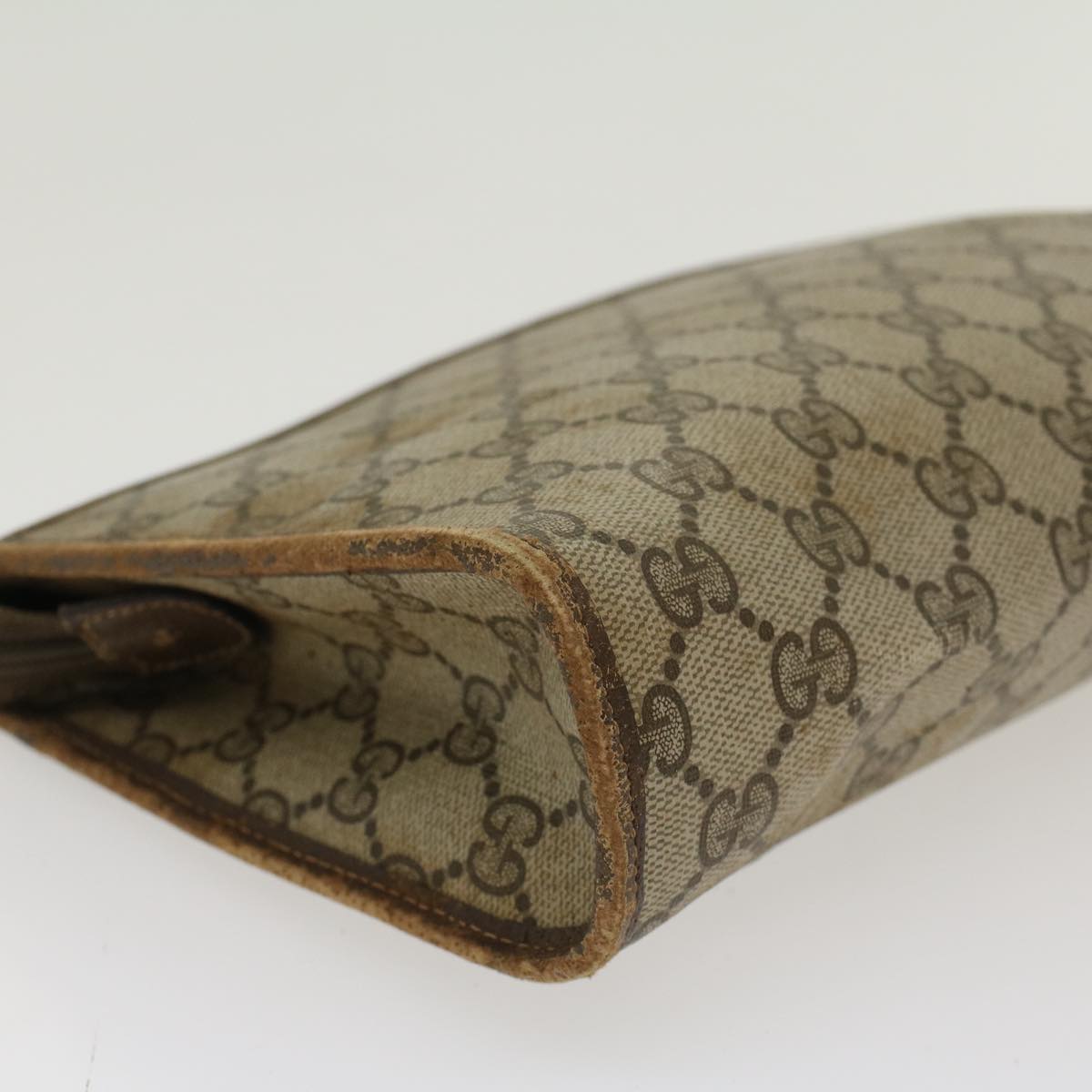 GUCCI GG Canvas Clutch Bag PVC Leather Beige 97.01.037  ar9696B