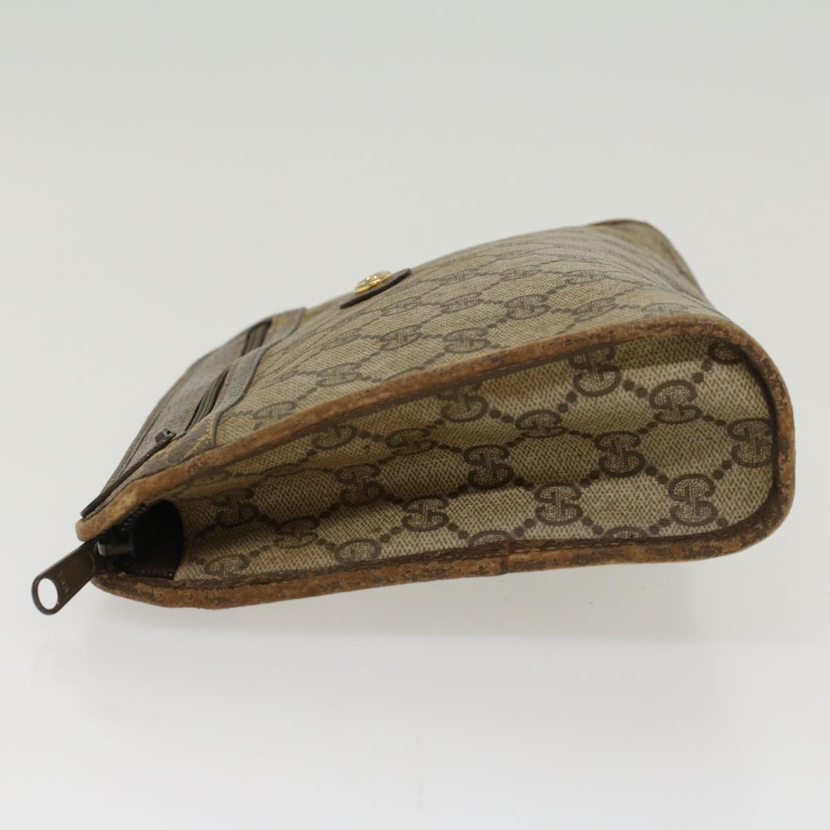 GUCCI GG Canvas Clutch Bag PVC Leather Beige 97.01.037  ar9696B