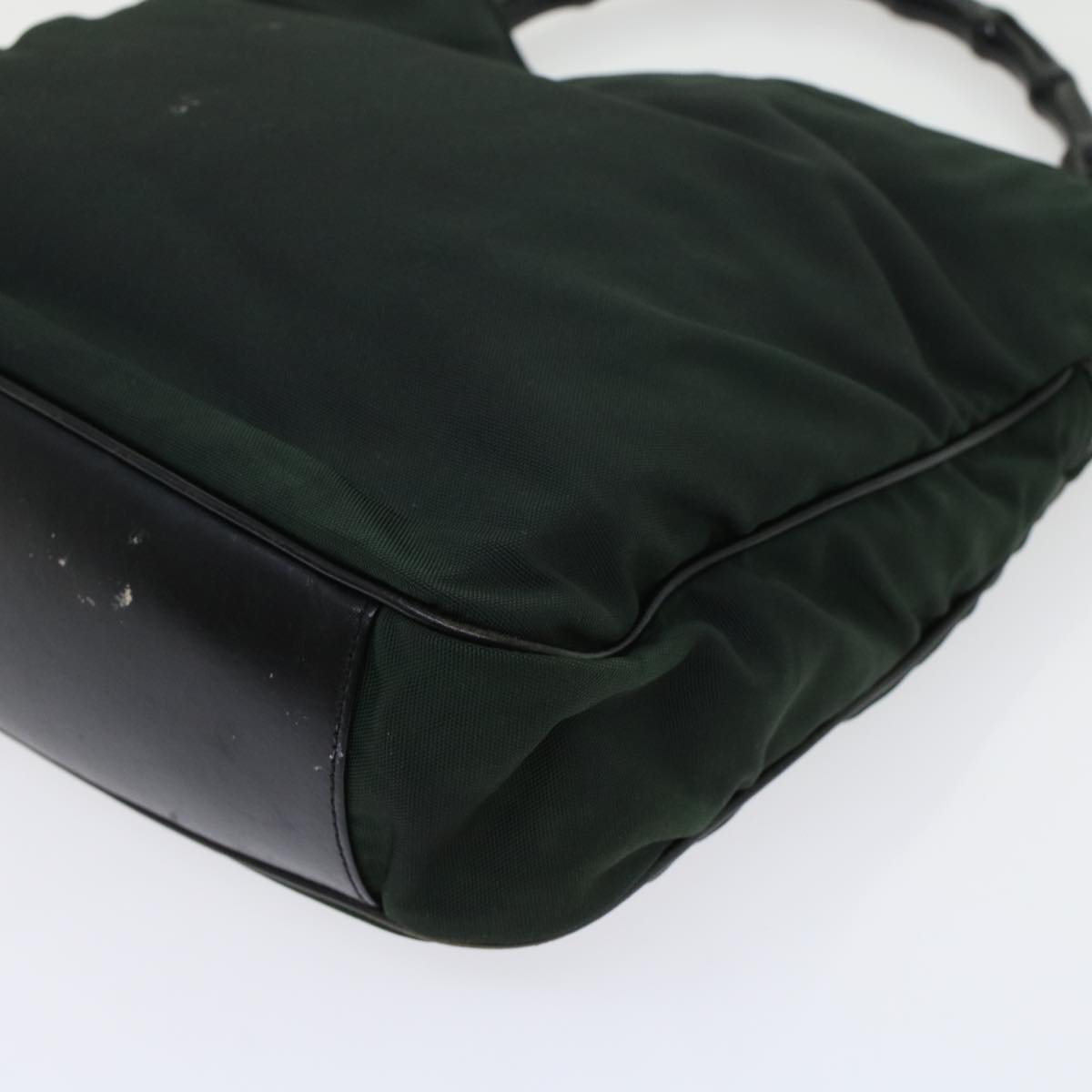 GUCCI Bamboo Shoulder Bag Nylon Leather Green 001 1638 3754  ar9698B