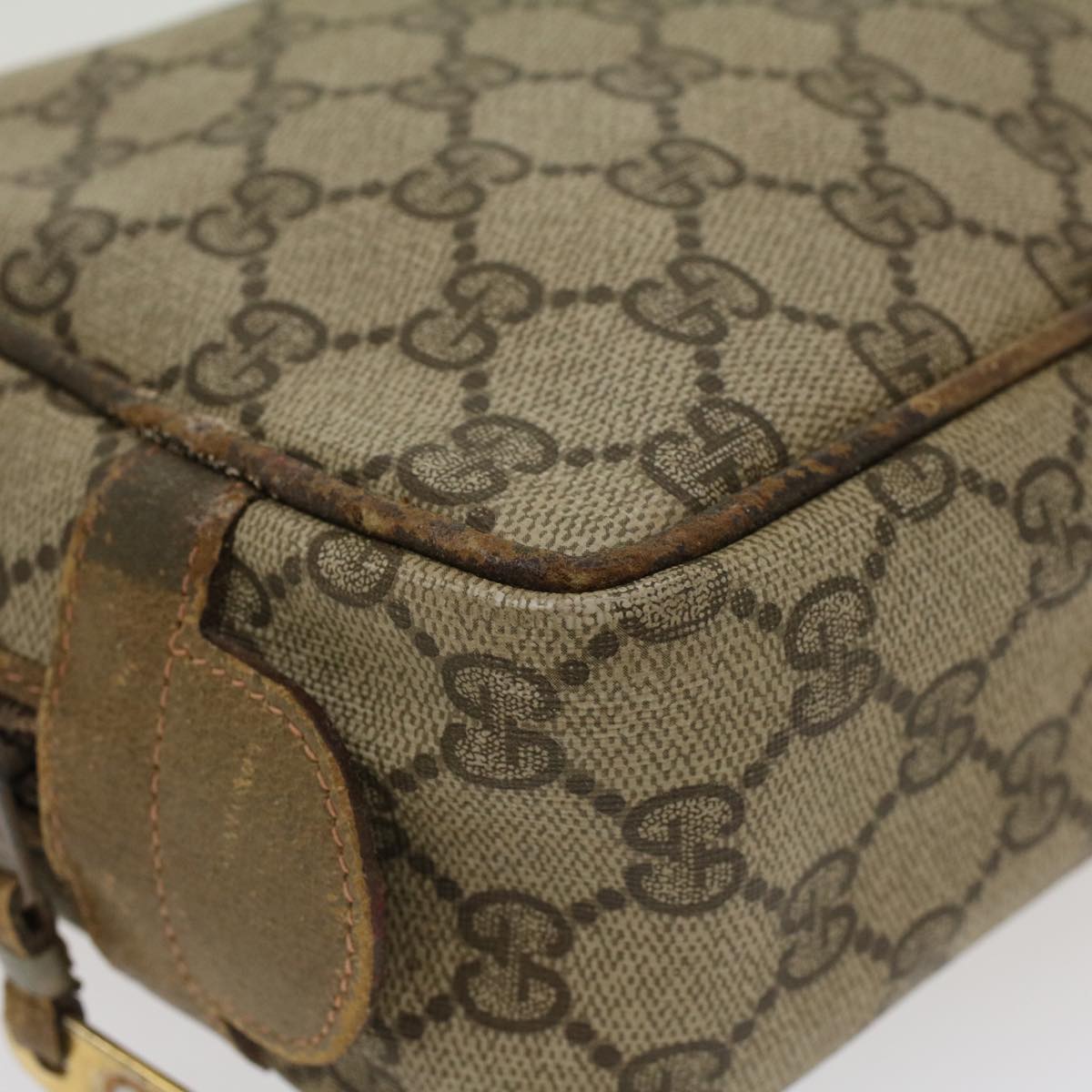 GUCCI GG Canvas Clutch Bag PVC Leather Beige  ar9845