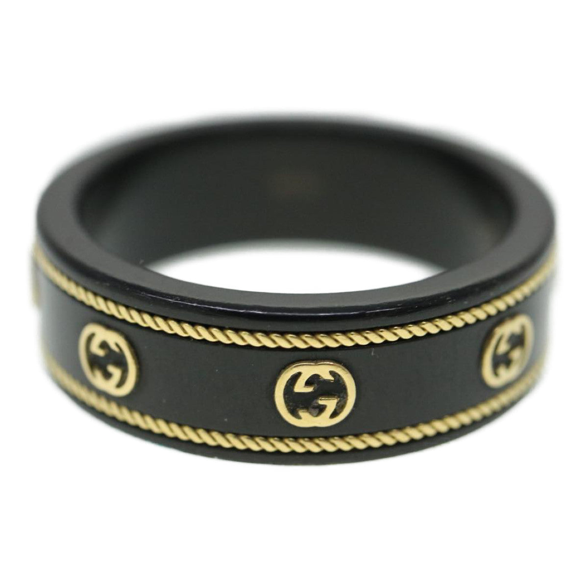 Gucci Interlocking Yg Ring 18K Black