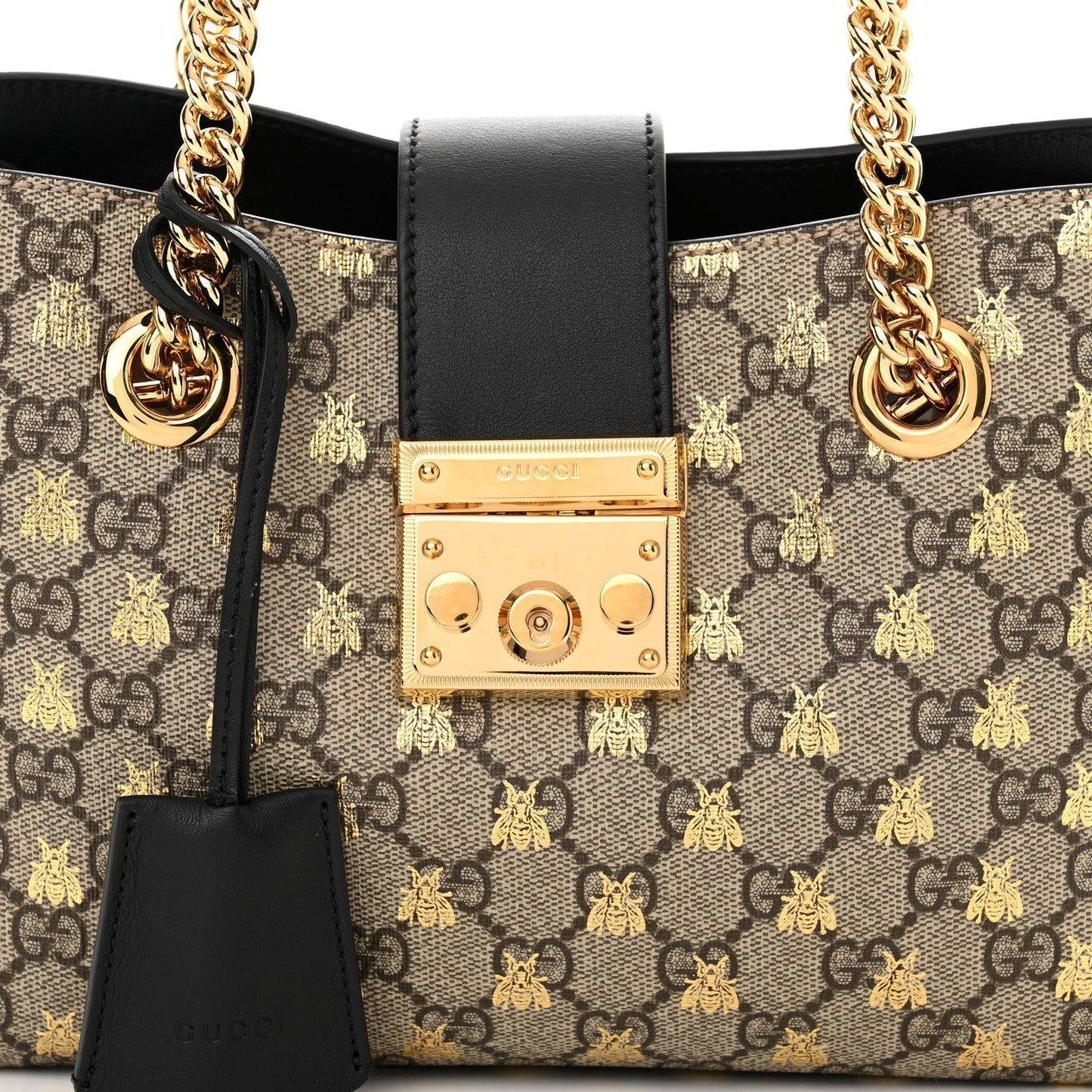 Gucci Gg Supreme Bees Small Padlock Tote