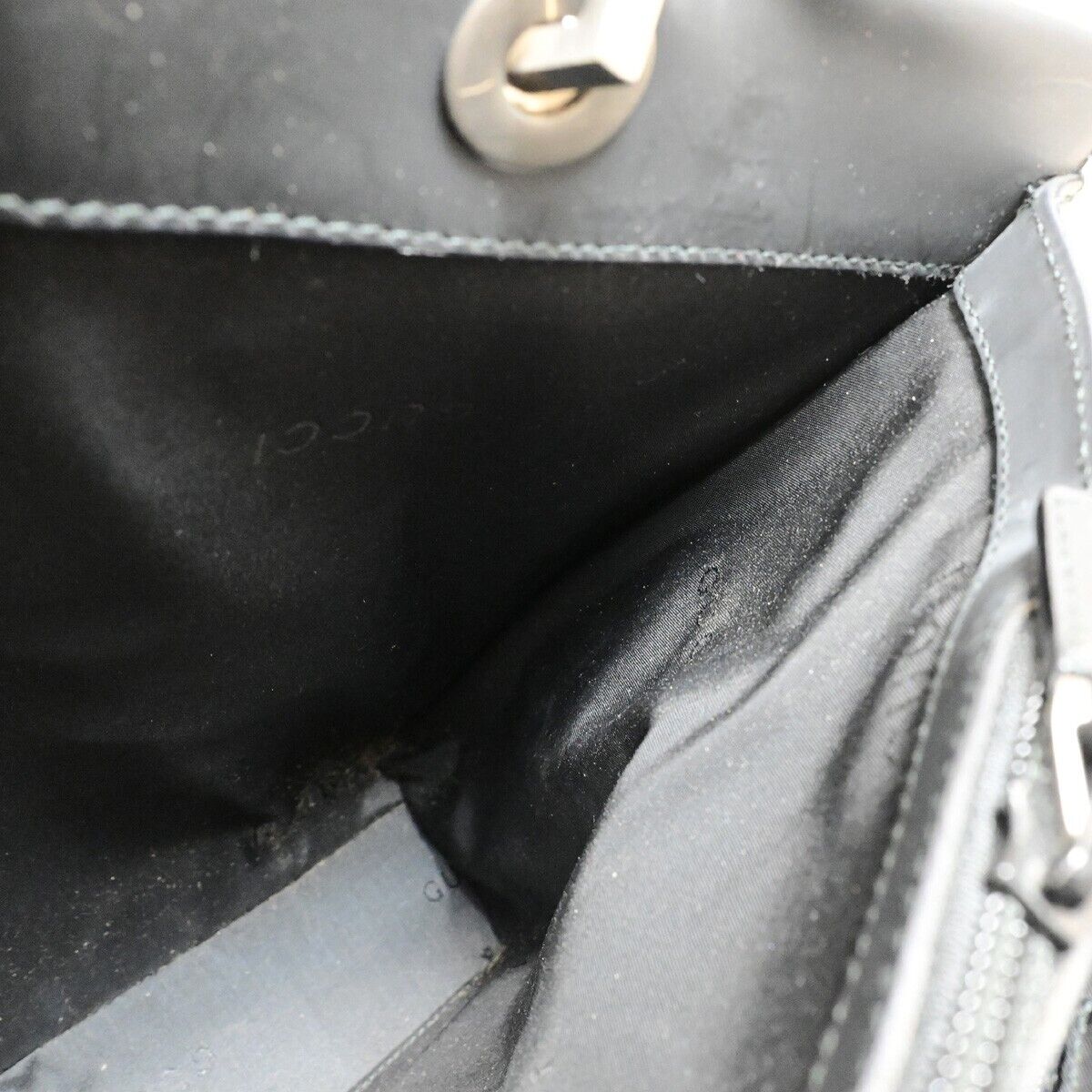Gucci Logo Bamboo Hand Bag Tote Leather