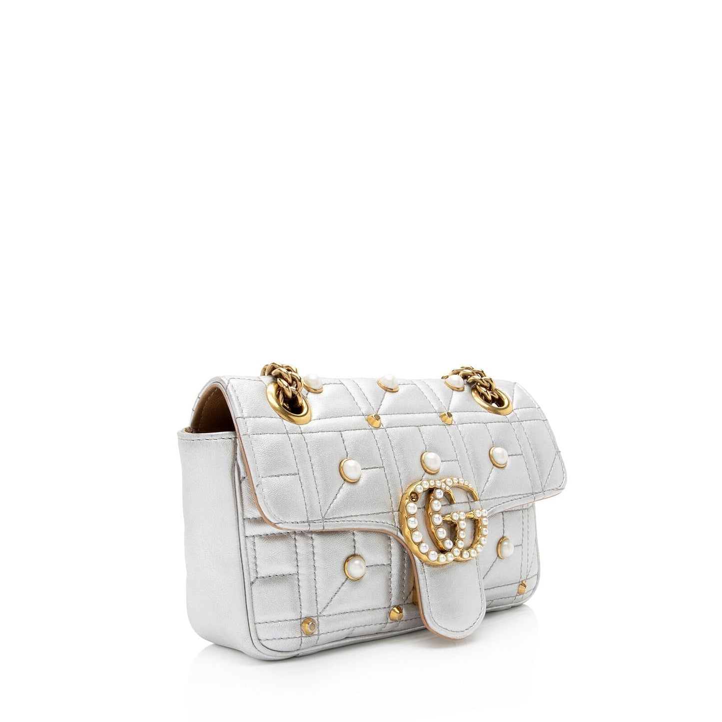 Gucci Metallic Matelasse Leather Pearl