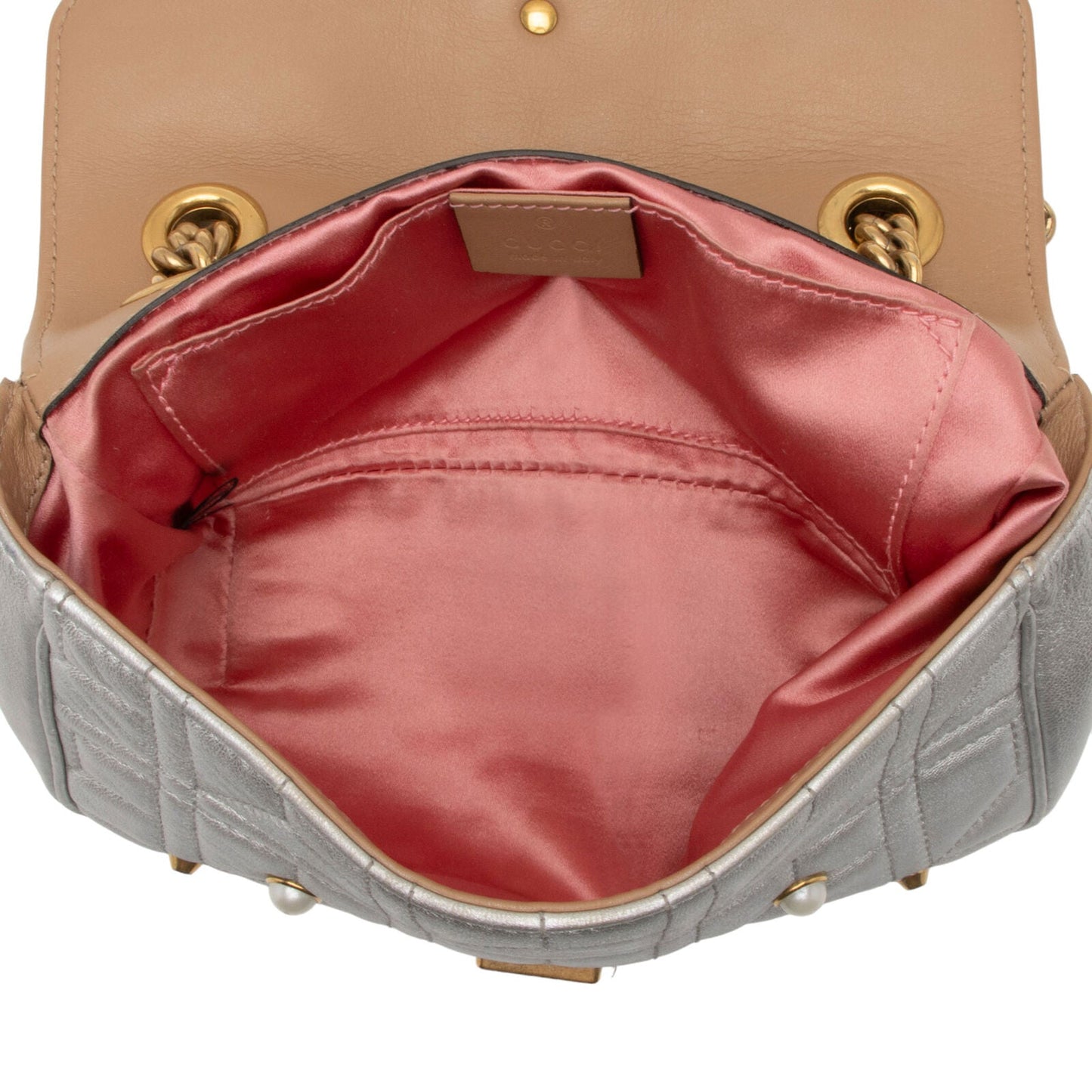 Gucci Metallic Matelasse Leather Pearl