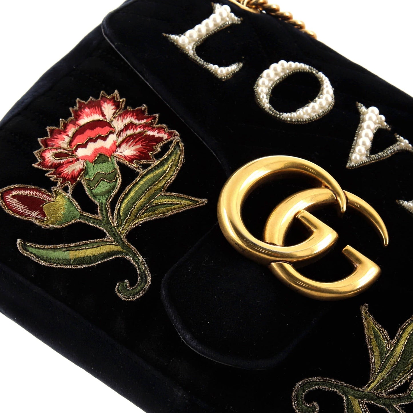 Gucci Gg Marmont Flap Bag Embroidered