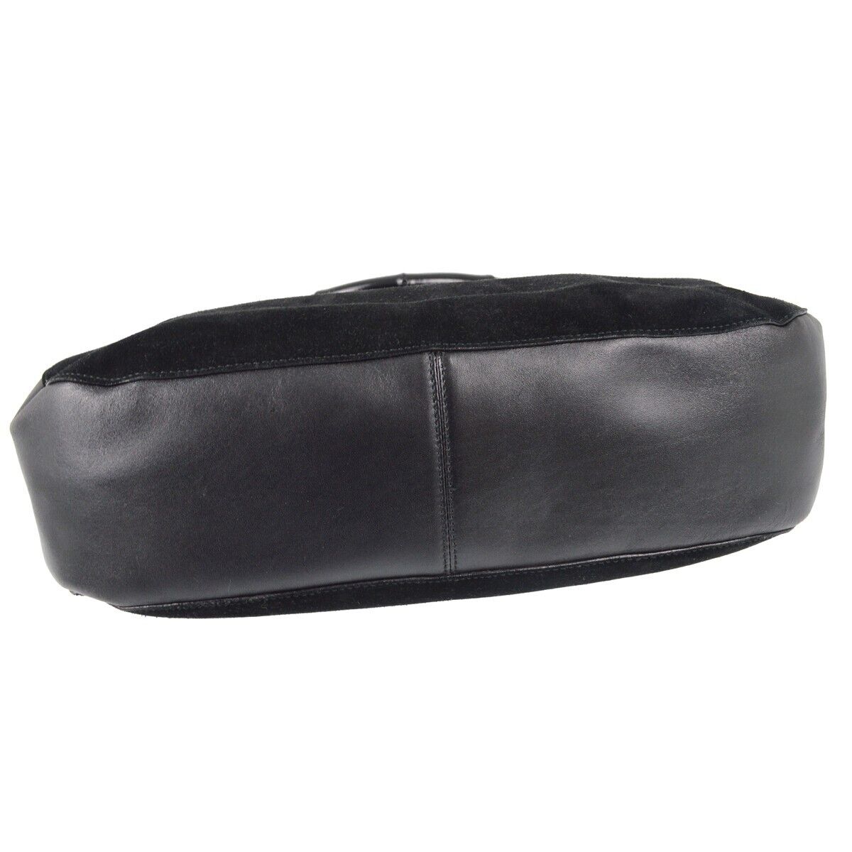 Gucci Black Suede Bamboo Hobo Handbag