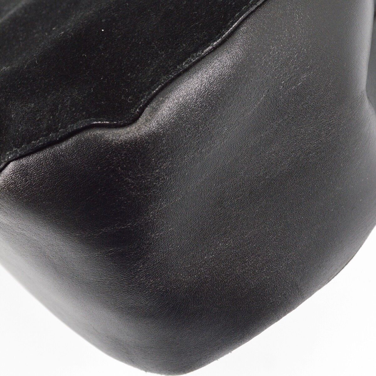 Gucci Black Suede Bamboo Hobo Handbag