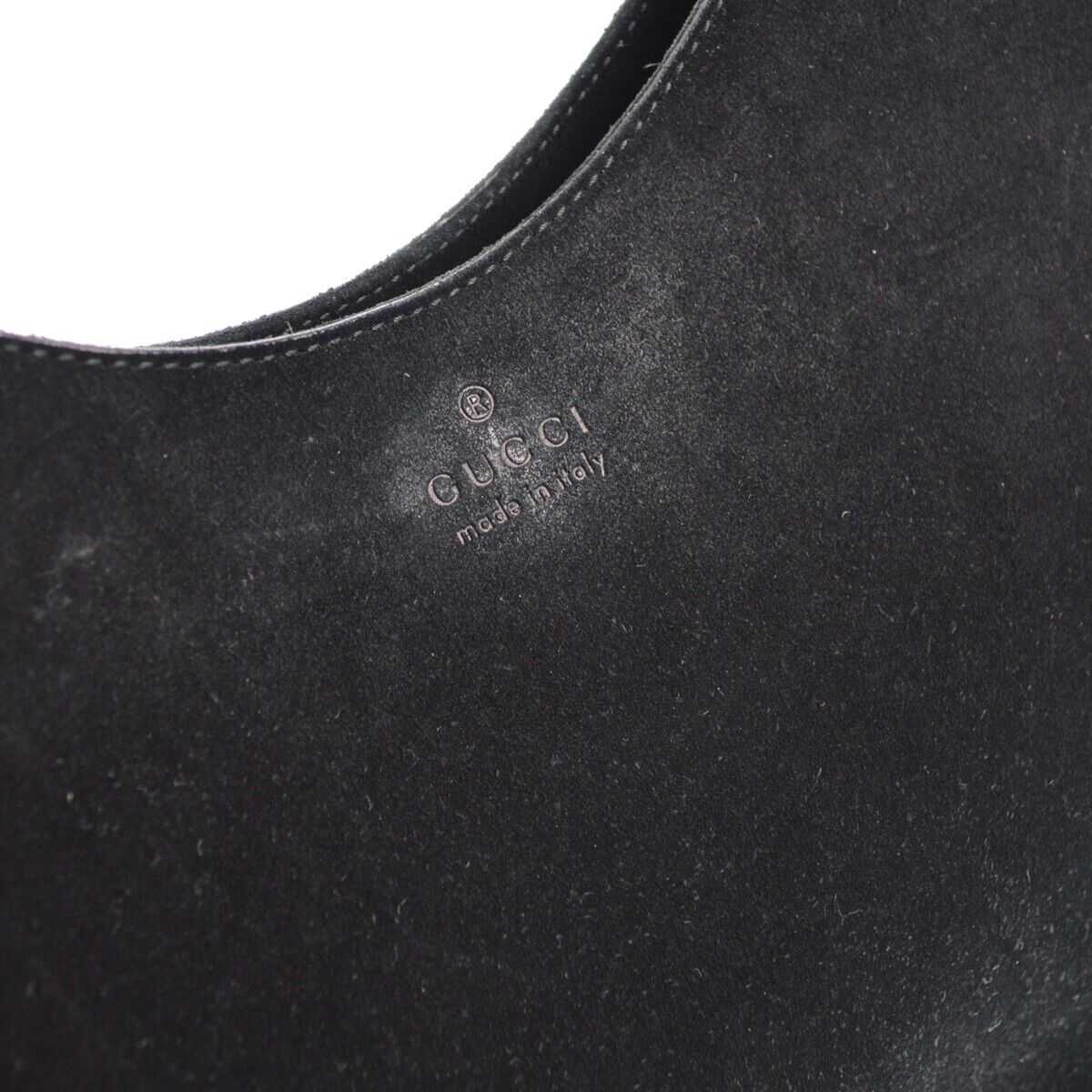 Gucci Black Suede Bamboo Hobo Handbag