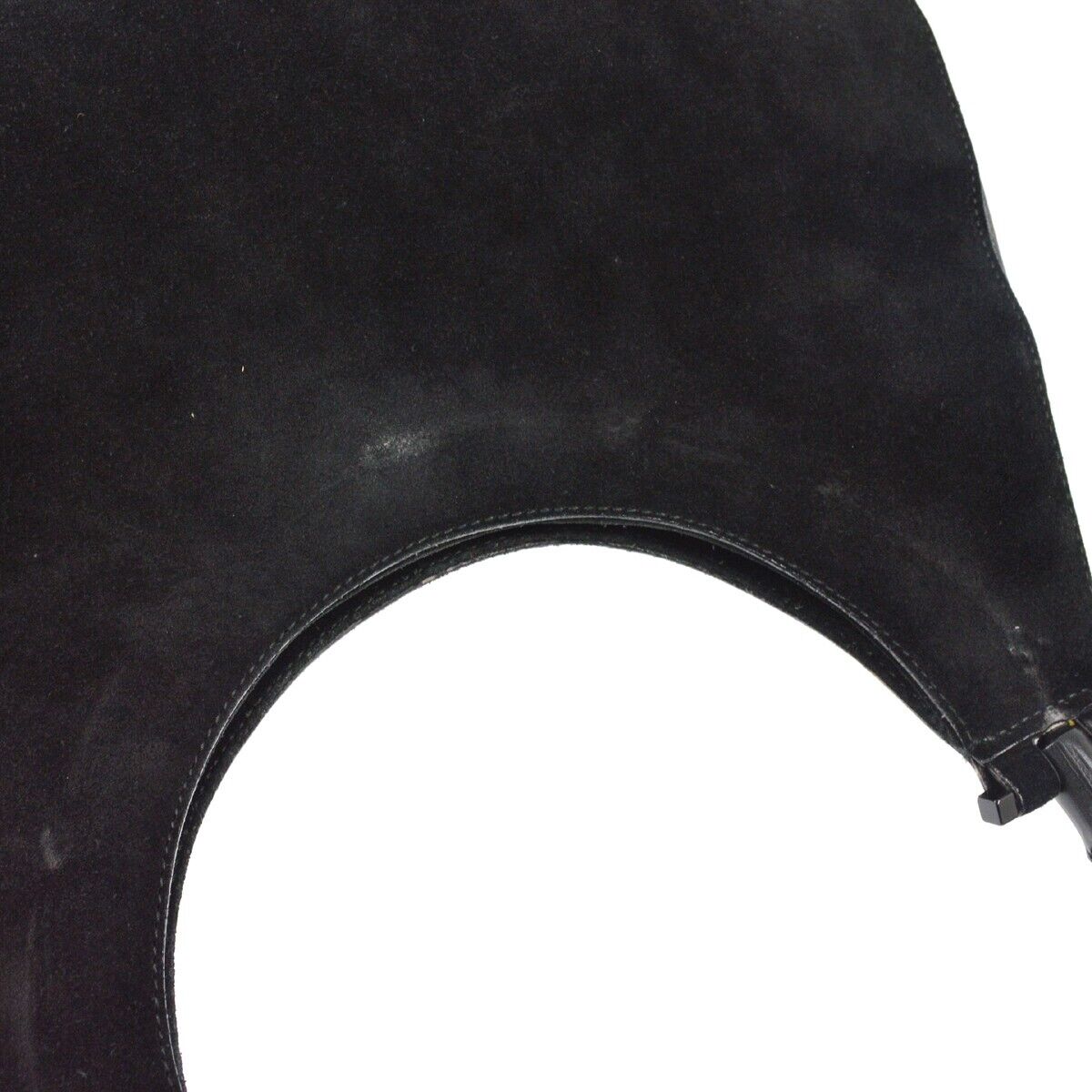 Gucci Black Suede Bamboo Hobo Handbag