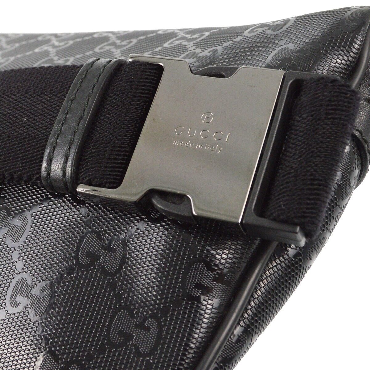 Gucci Black Pvc Gg Waist Bum Bag