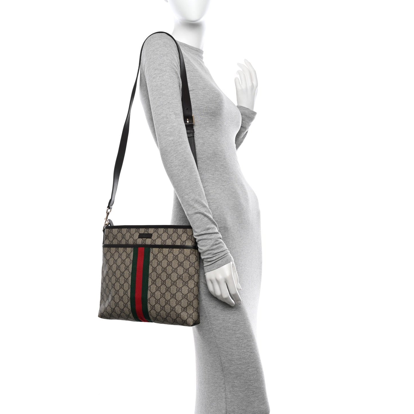 Gucci Gg Supreme Web Flat Messenger Bag