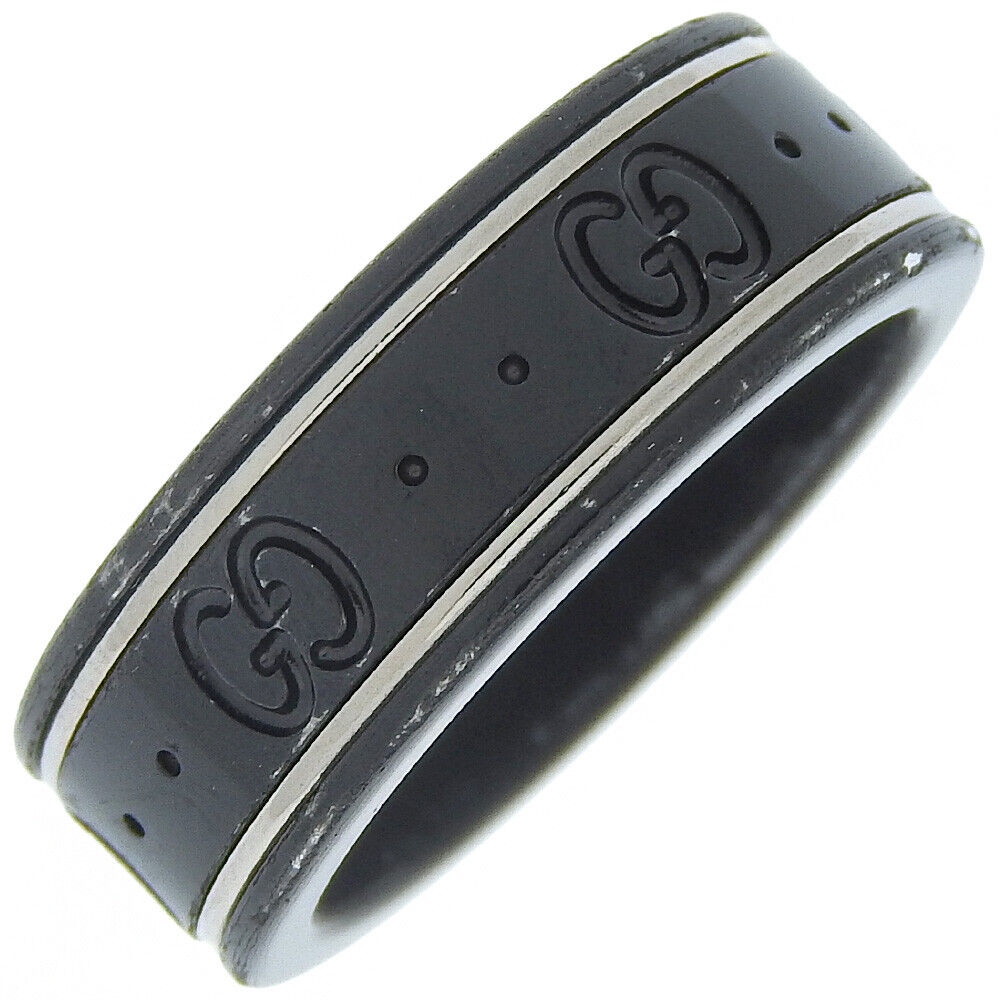 Gucci Icon Ring Gg Black Plastic/K18