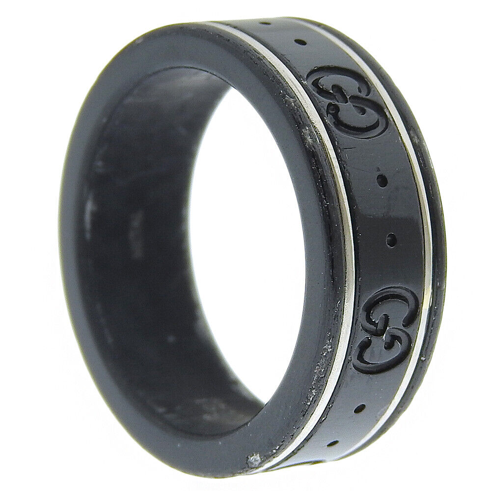 Gucci Icon Ring Gg Black Plastic/K18