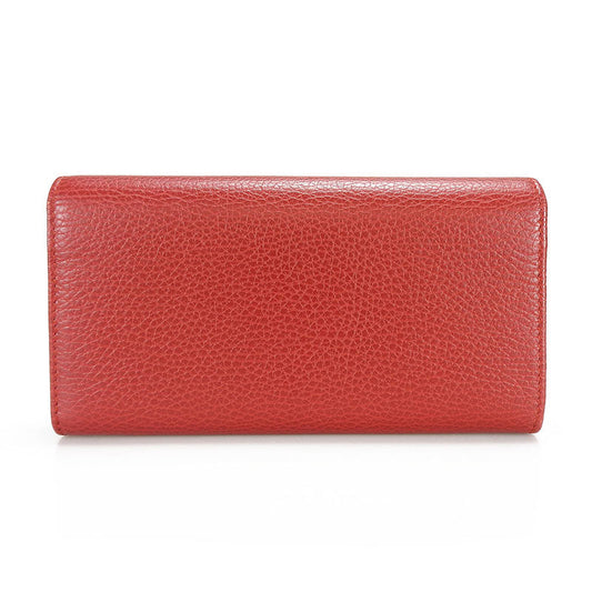 GUCCI Long Wallet Purse 456116 leather Red Petit GG Marmont Women Used