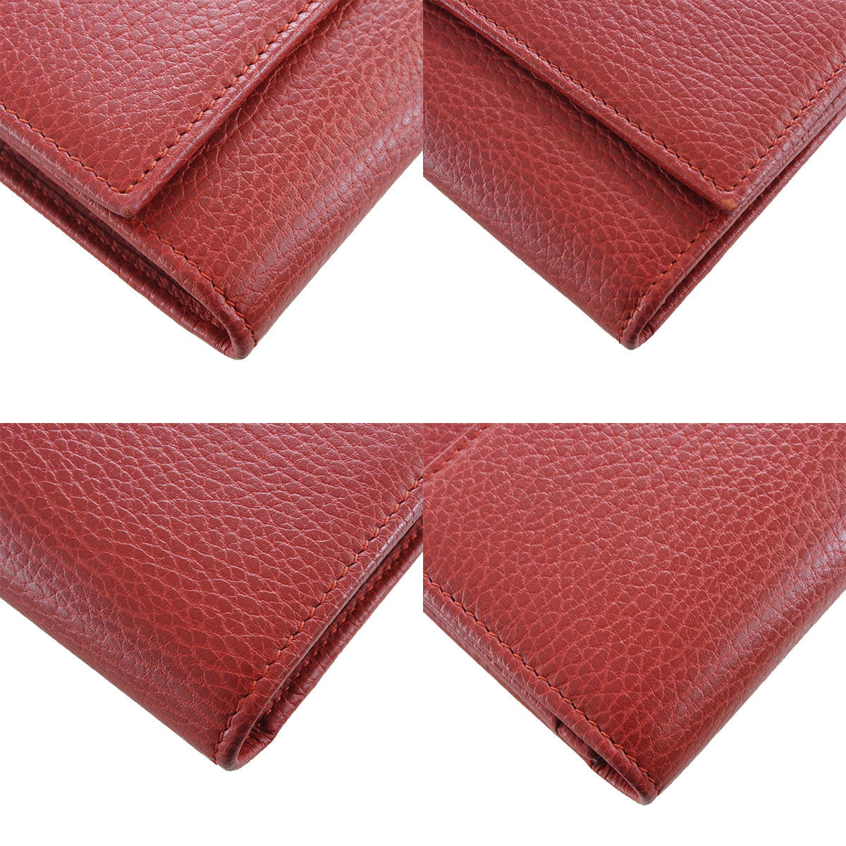 GUCCI Long Wallet Purse 456116 leather Red Petit GG Marmont Women Used