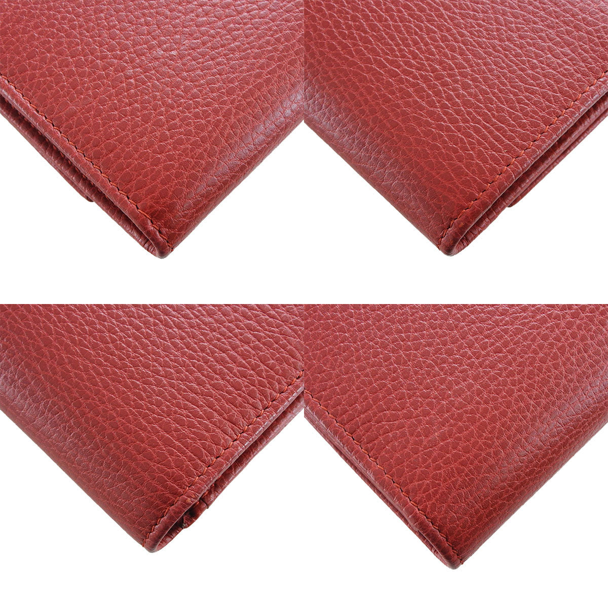 GUCCI Long Wallet Purse 456116 leather Red Petit GG Marmont Women Used