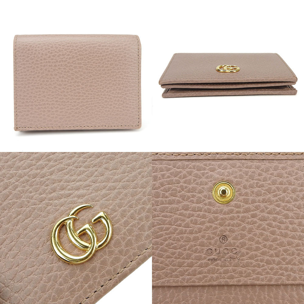 GUCCI Bifold Wallet 456126 leather beige GG Marmont Women Used