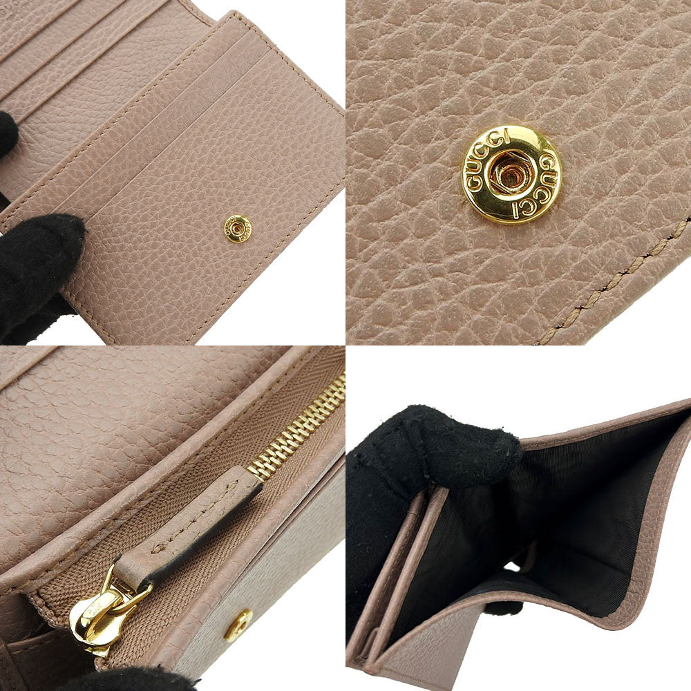 GUCCI Bifold Wallet 456126 leather beige GG Marmont Women Used