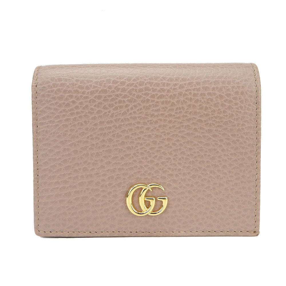 GUCCI Bifold Wallet 456126 leather beige GG Marmont Women Used