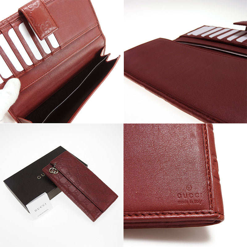 GUCCI Long Wallet Purse 212104 leather Bordeaux Guccisima Women Used