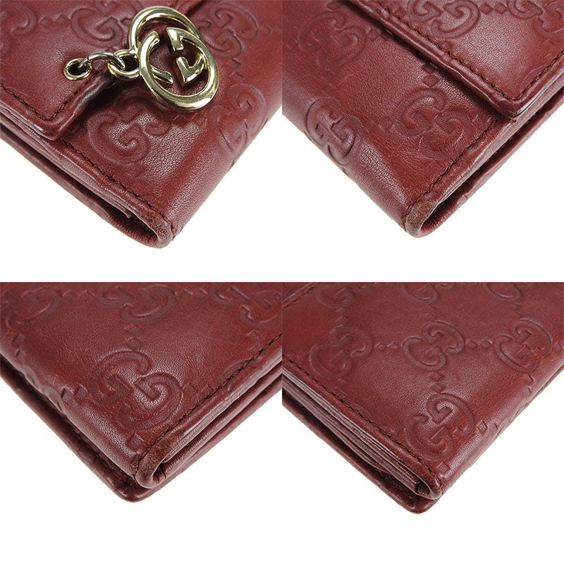 GUCCI Long Wallet Purse 212104 leather Bordeaux Guccisima Women Used
