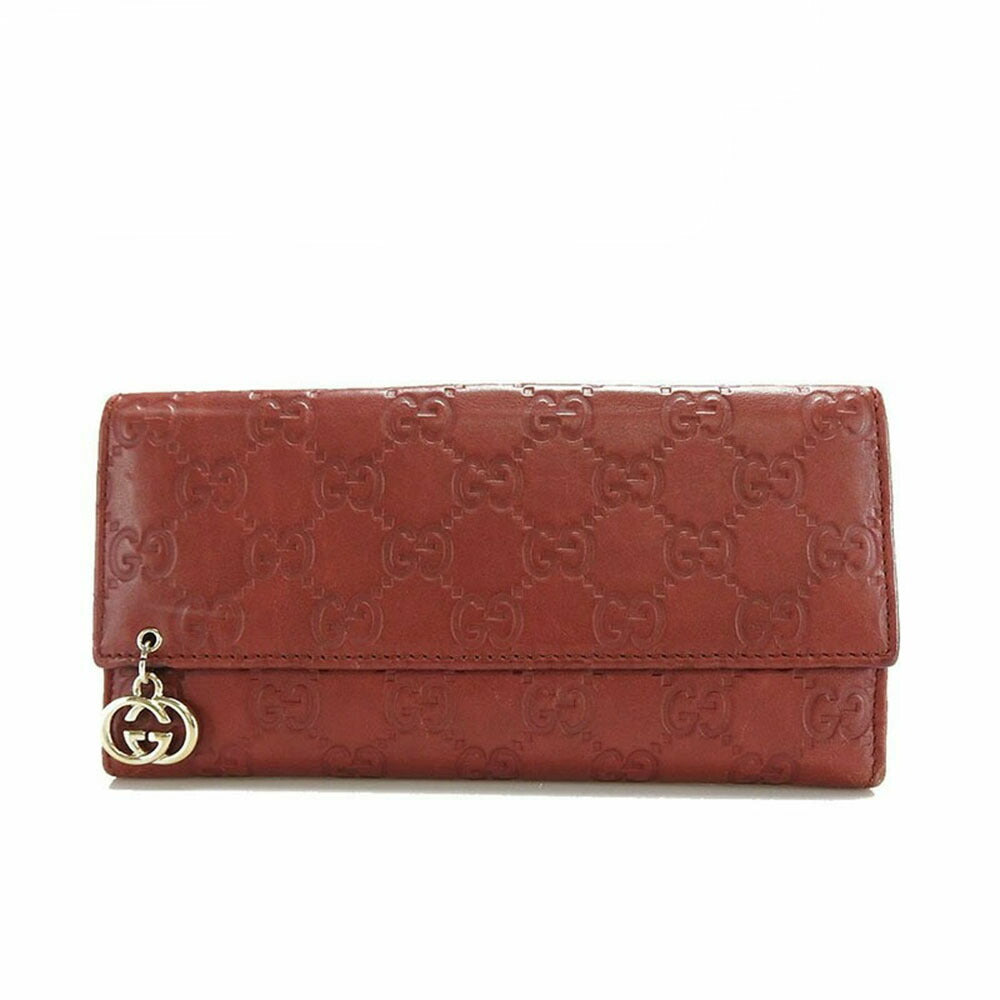 GUCCI Long Wallet Purse 212104 leather Bordeaux Guccisima Women Used