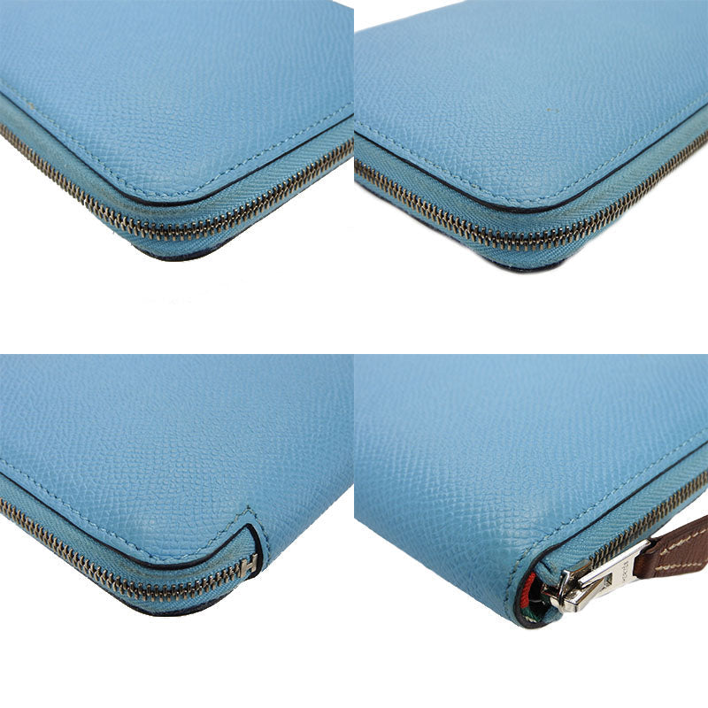 HERMES Long Wallet Purse Epsom, Silk Brunol Azap long silk in Women Used