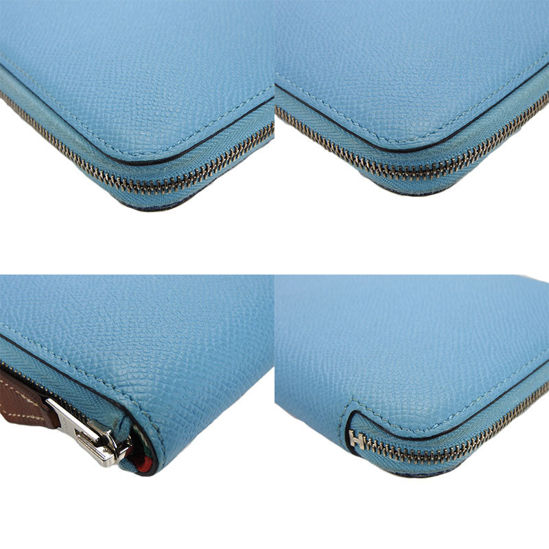 HERMES Long Wallet Purse Epsom, Silk Brunol Azap long silk in Women Used