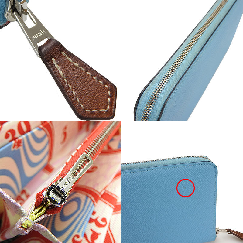 HERMES Long Wallet Purse Epsom, Silk Brunol Azap long silk in Women Used