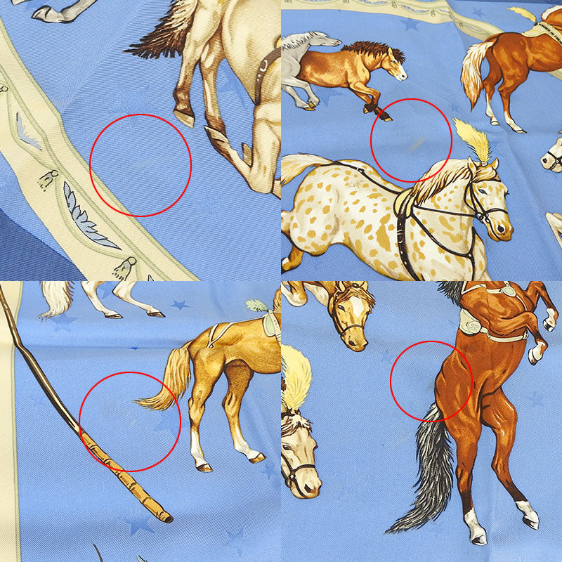 HERMES scarf silk blue Carre90