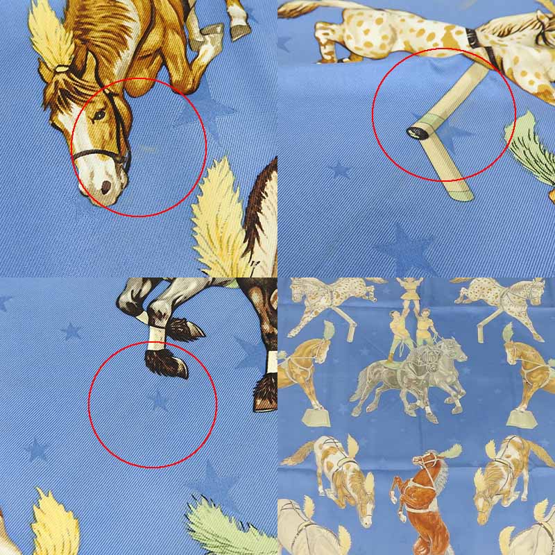 HERMES scarf silk blue Carre90