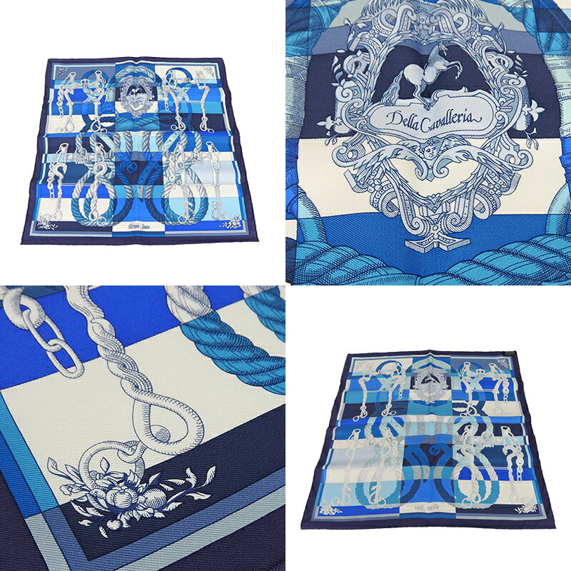 HERMES scarf silk blue Carre45