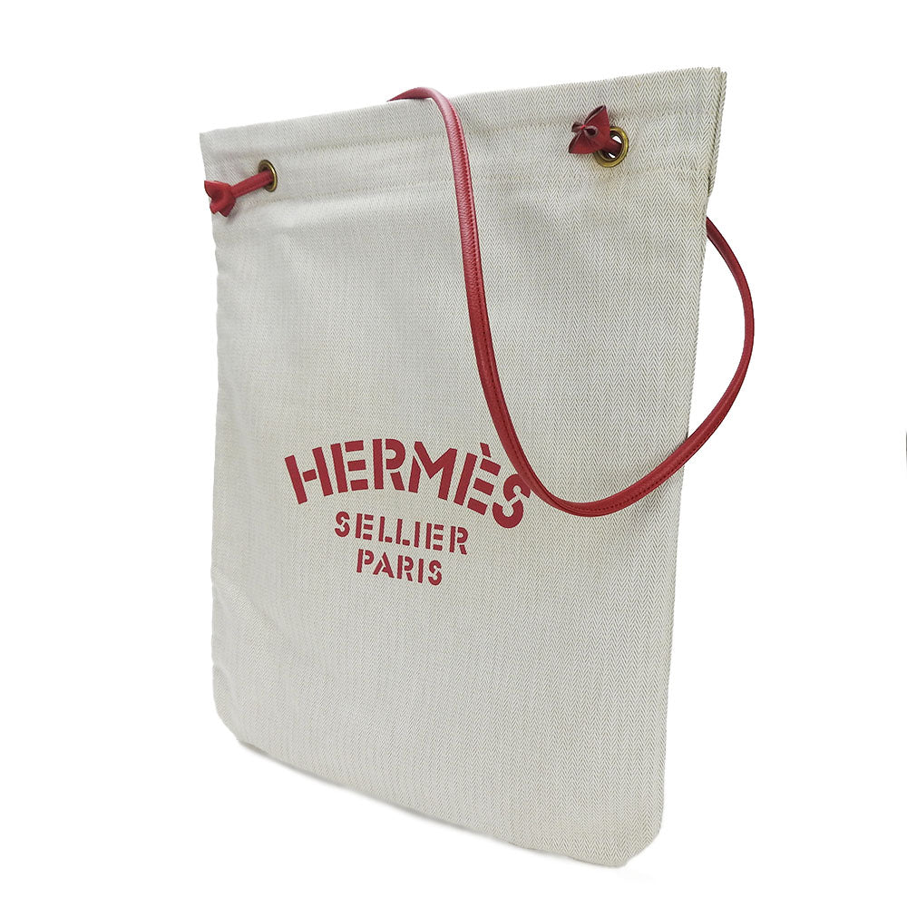 HERMES Shoulder Bag Canvas, Leather Red Alain GM Women Used