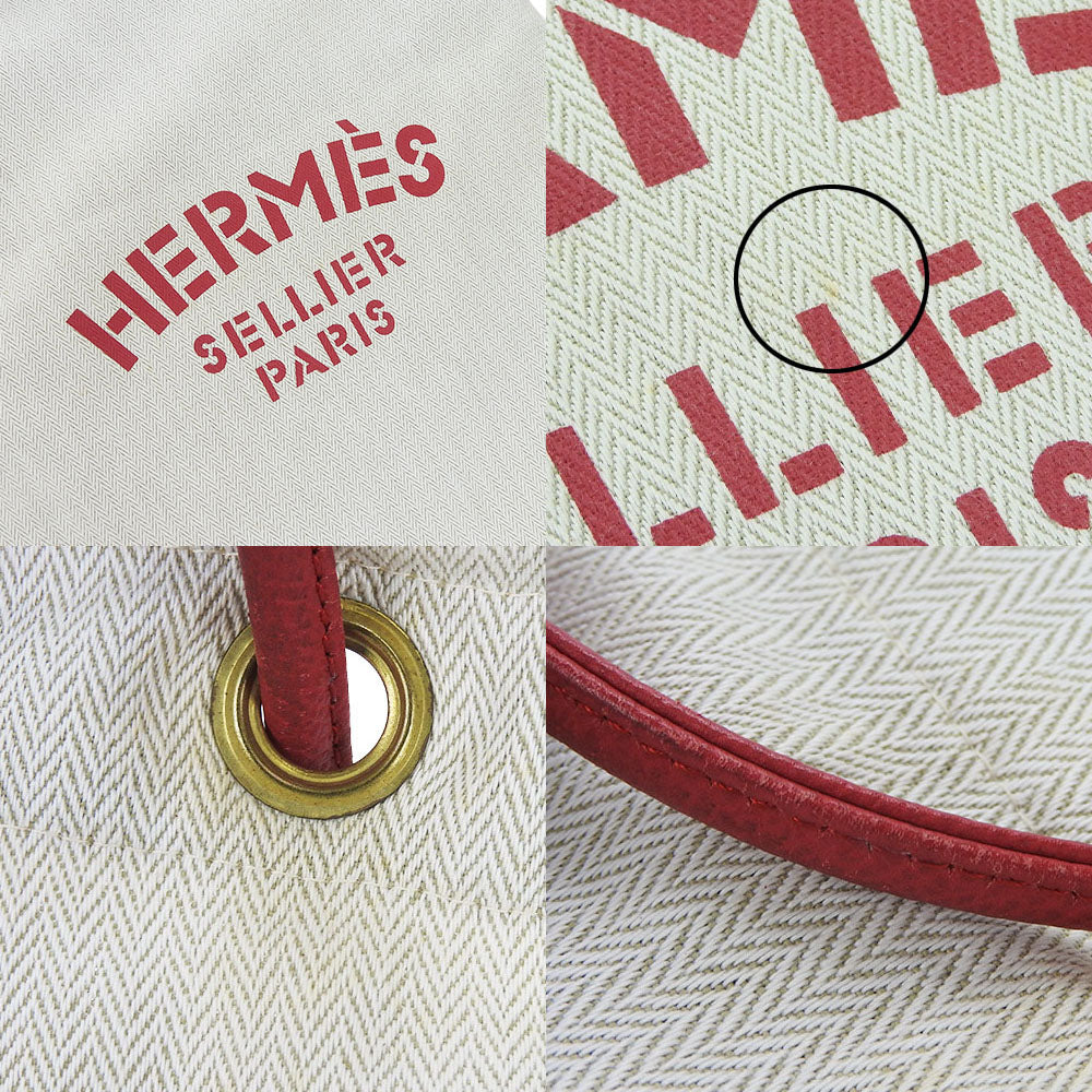 HERMES Shoulder Bag Canvas, Leather Red Alain GM Women Used