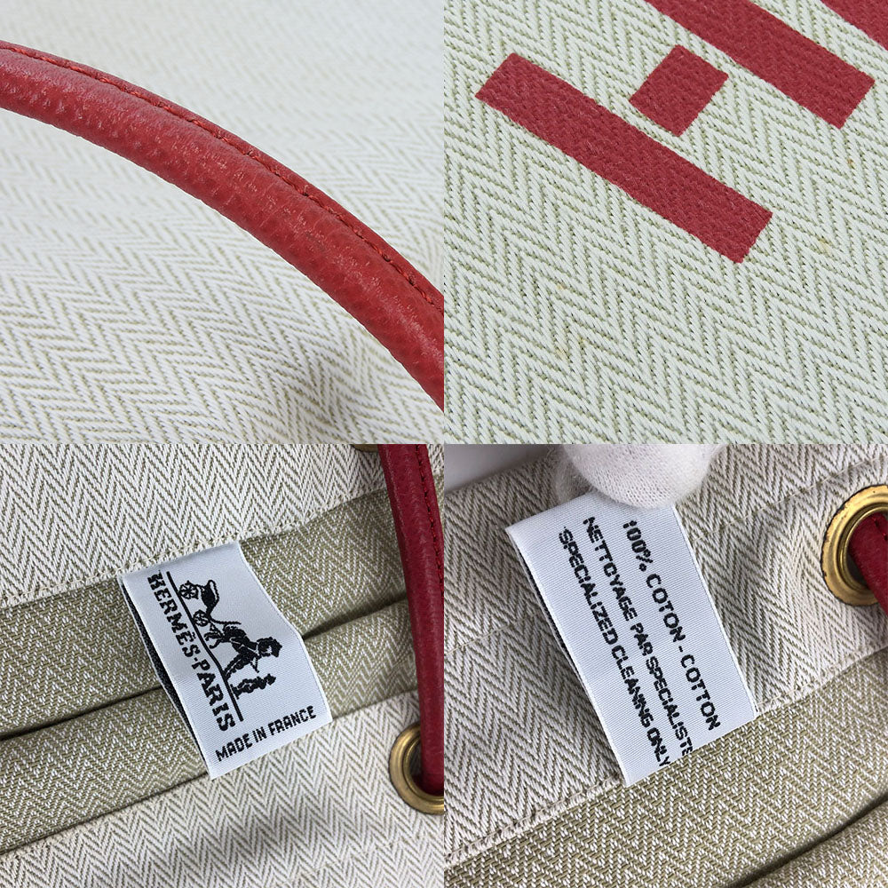 HERMES Shoulder Bag Canvas, Leather Red Alain GM Women Used
