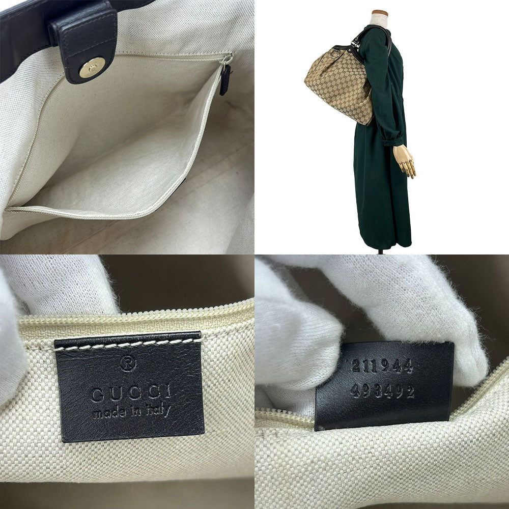 GUCCI Tote Bag 211944 GG canvas beige Sukey Women Used