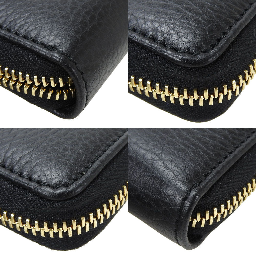 GUCCI Long Wallet Purse 456117 leather black GG Marmont Women Used