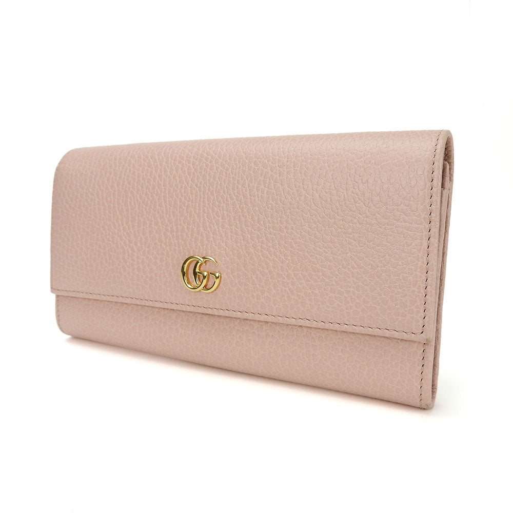 GUCCI Long Wallet Purse 456116 leather pink Double G GG Marmont