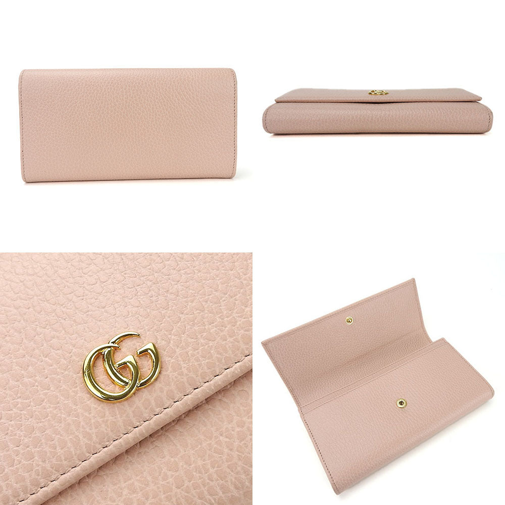 GUCCI Long Wallet Purse 456116 leather pink Double G GG Marmont