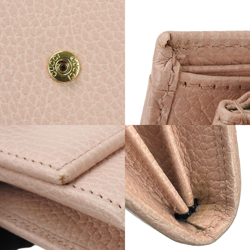 GUCCI Long Wallet Purse 456116 leather pink Double G GG Marmont