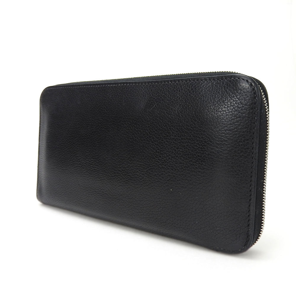 HERMES Long Wallet Purse leather black Classic Azap Long mens Used