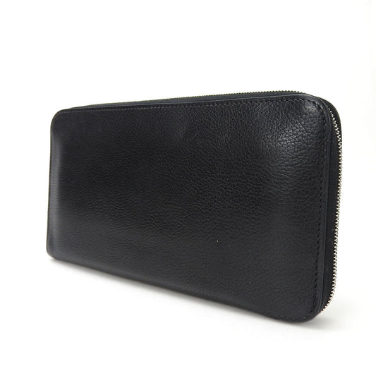 HERMES Long Wallet Purse leather black Classic Azap Long mens Used