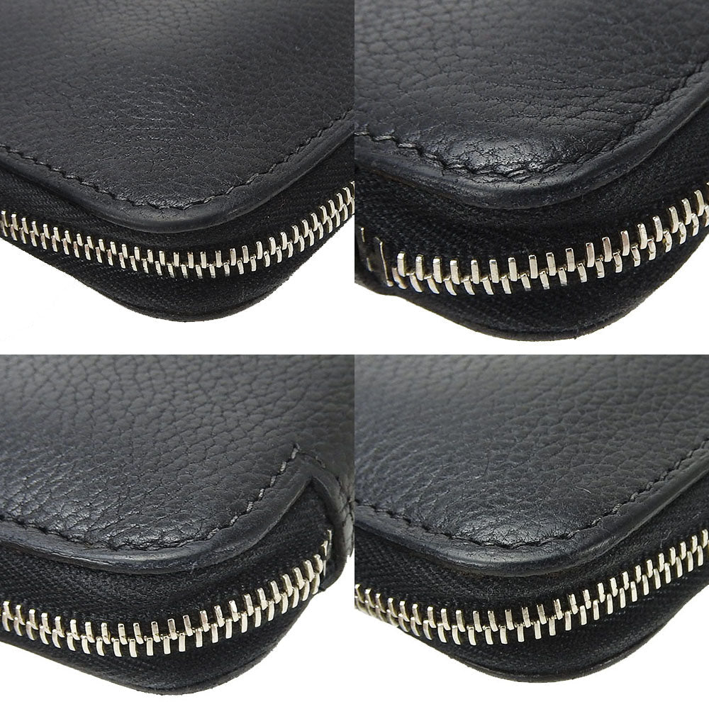 HERMES Long Wallet Purse leather black Classic Azap Long mens Used