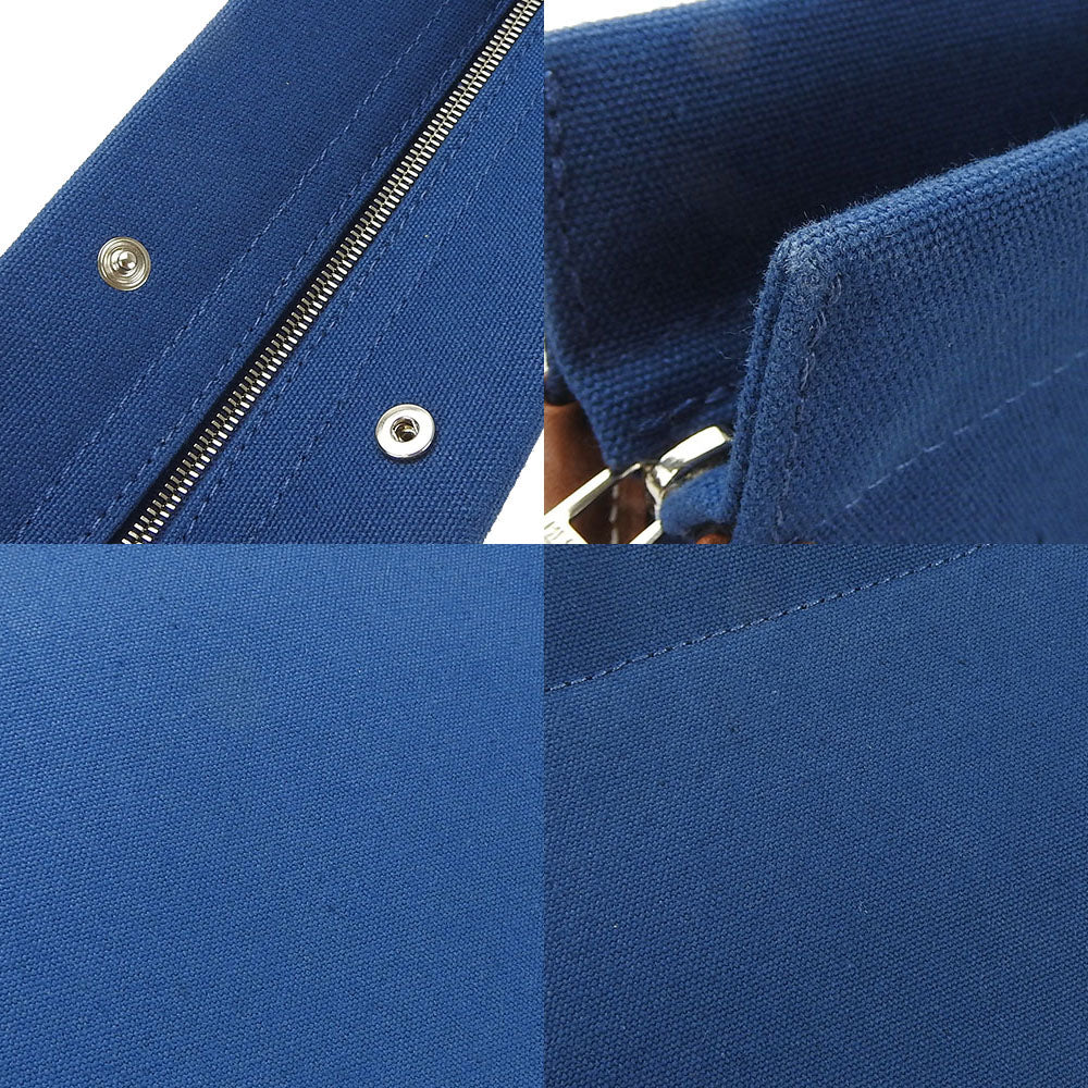 HERMES Clutch bag Canvas, Leather blue Women(Unisex) Used