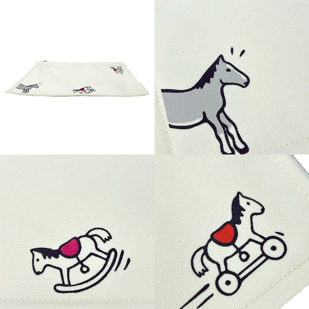 HERMES Pouch cotton white Truth Flat GM