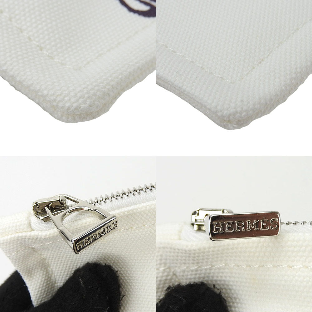 HERMES Pouch cotton white Truth Flat GM