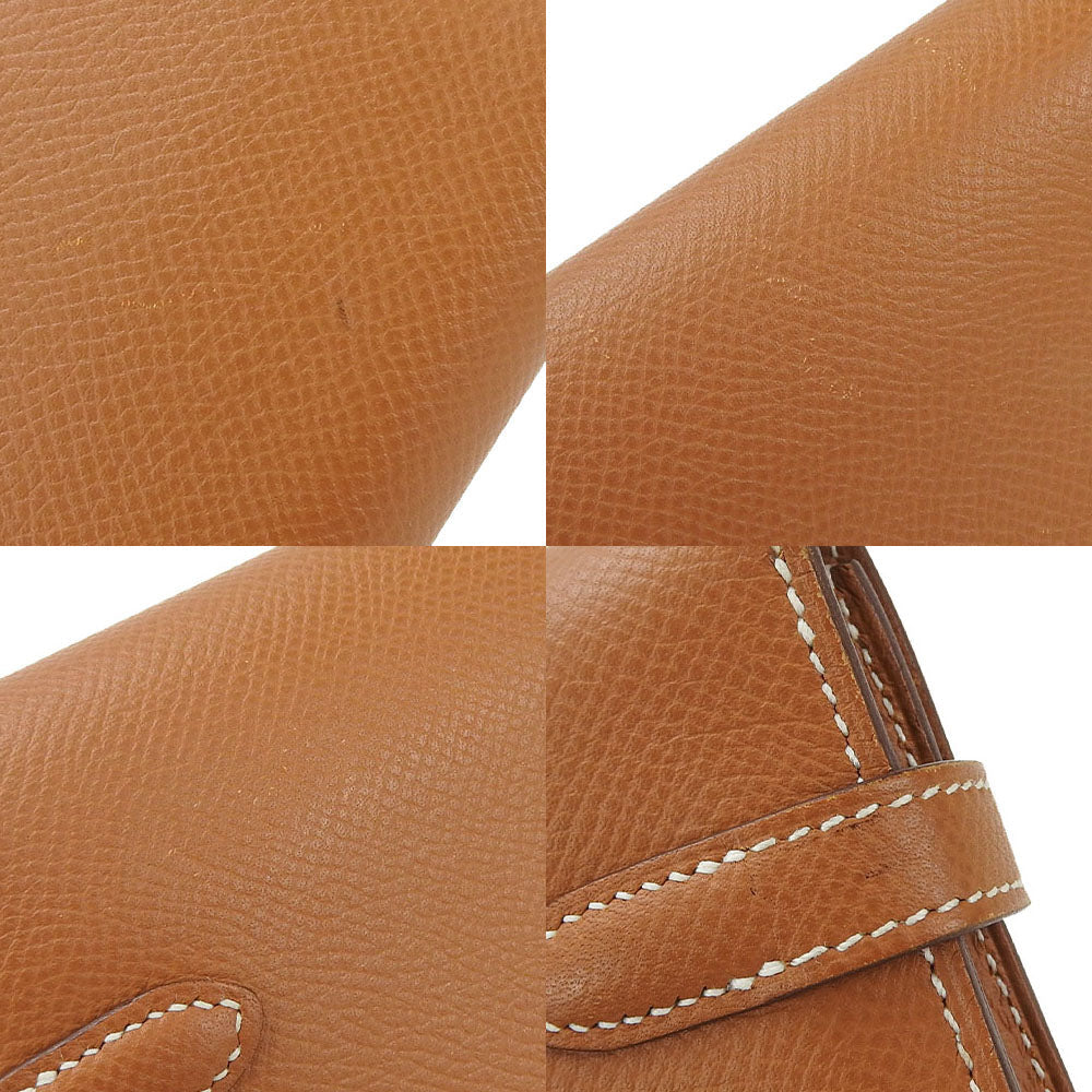 HERMES Long Wallet Purse Epsom Brown Kelly wallet Women Used