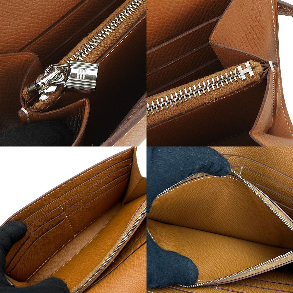 HERMES Long Wallet Purse Epsom Brown Kelly wallet Women Used