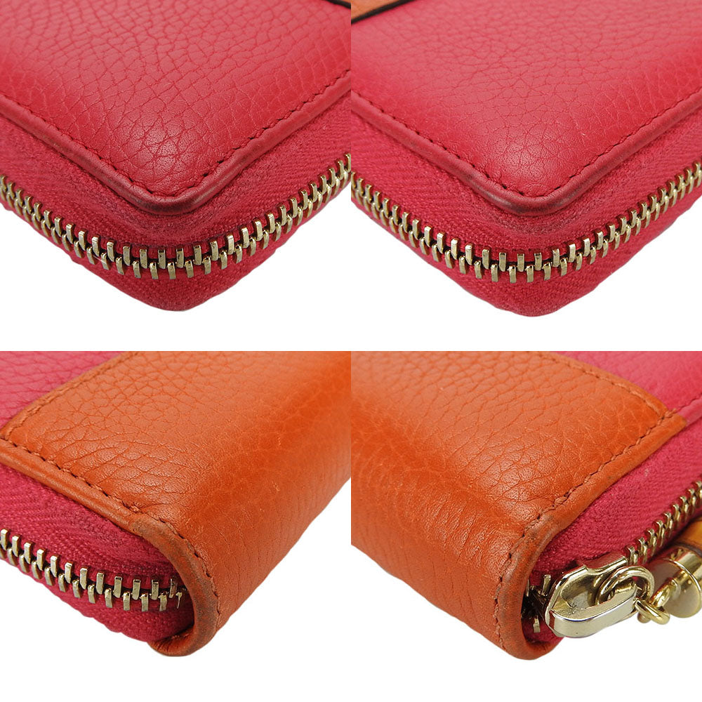 GUCCI Long Wallet Purse 307984 leather Orange Bamboo Women Used